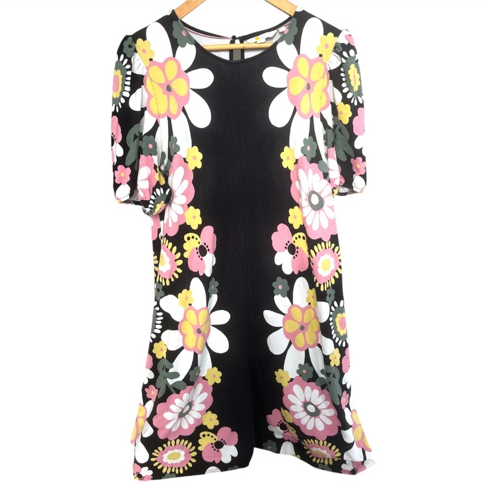 Boden Black Flora Bloom Mini Dress